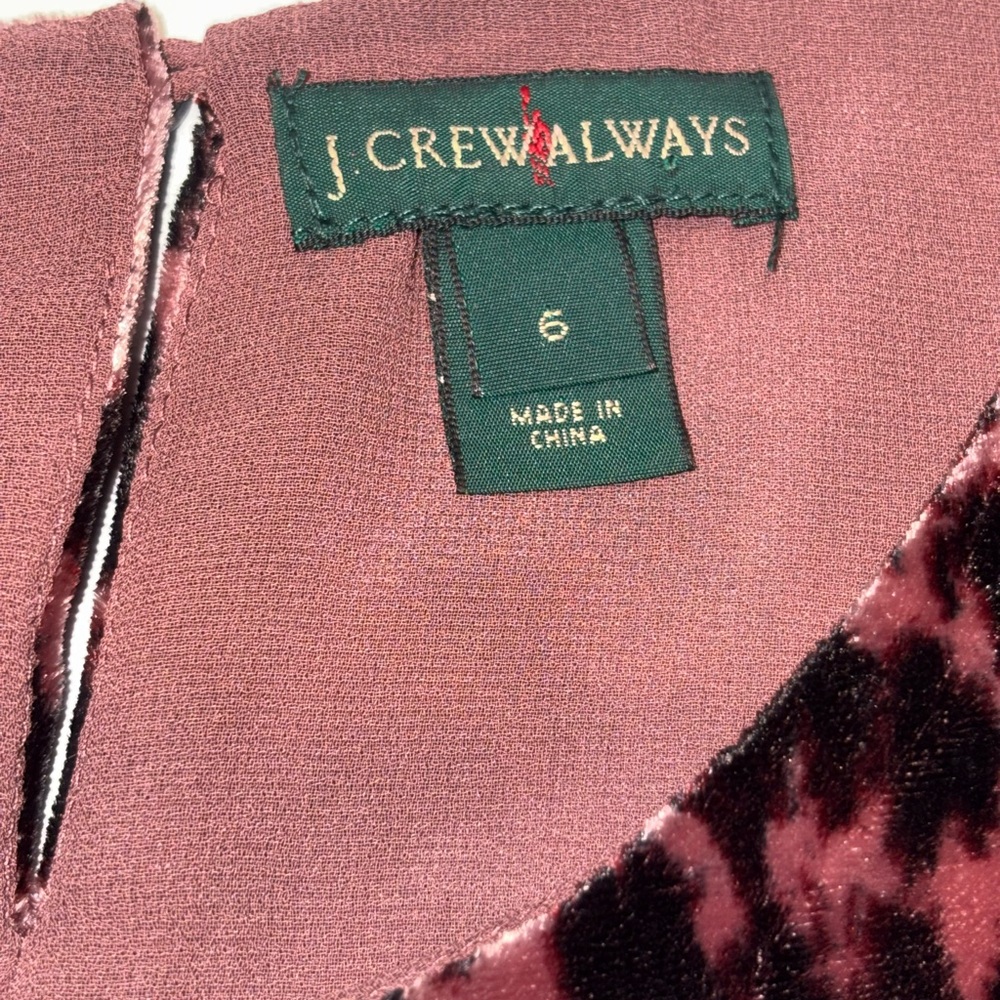 J.Crew "Always" tank top in a rose leopard print velvet fabric size 6 small med - Picture 5 of 10